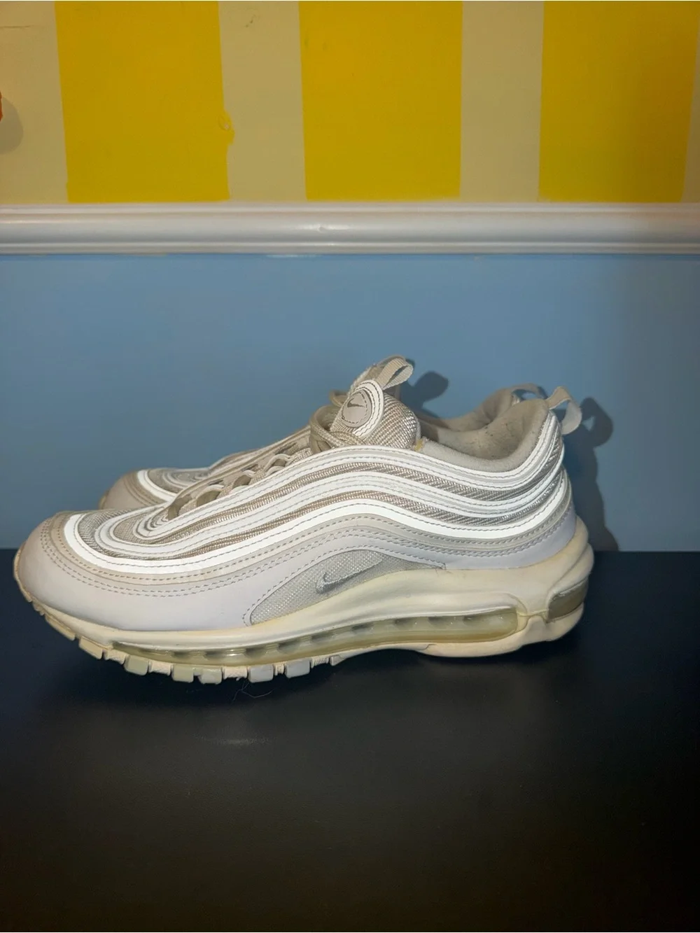 Nike White and Cream Air Max 97 Sneakers